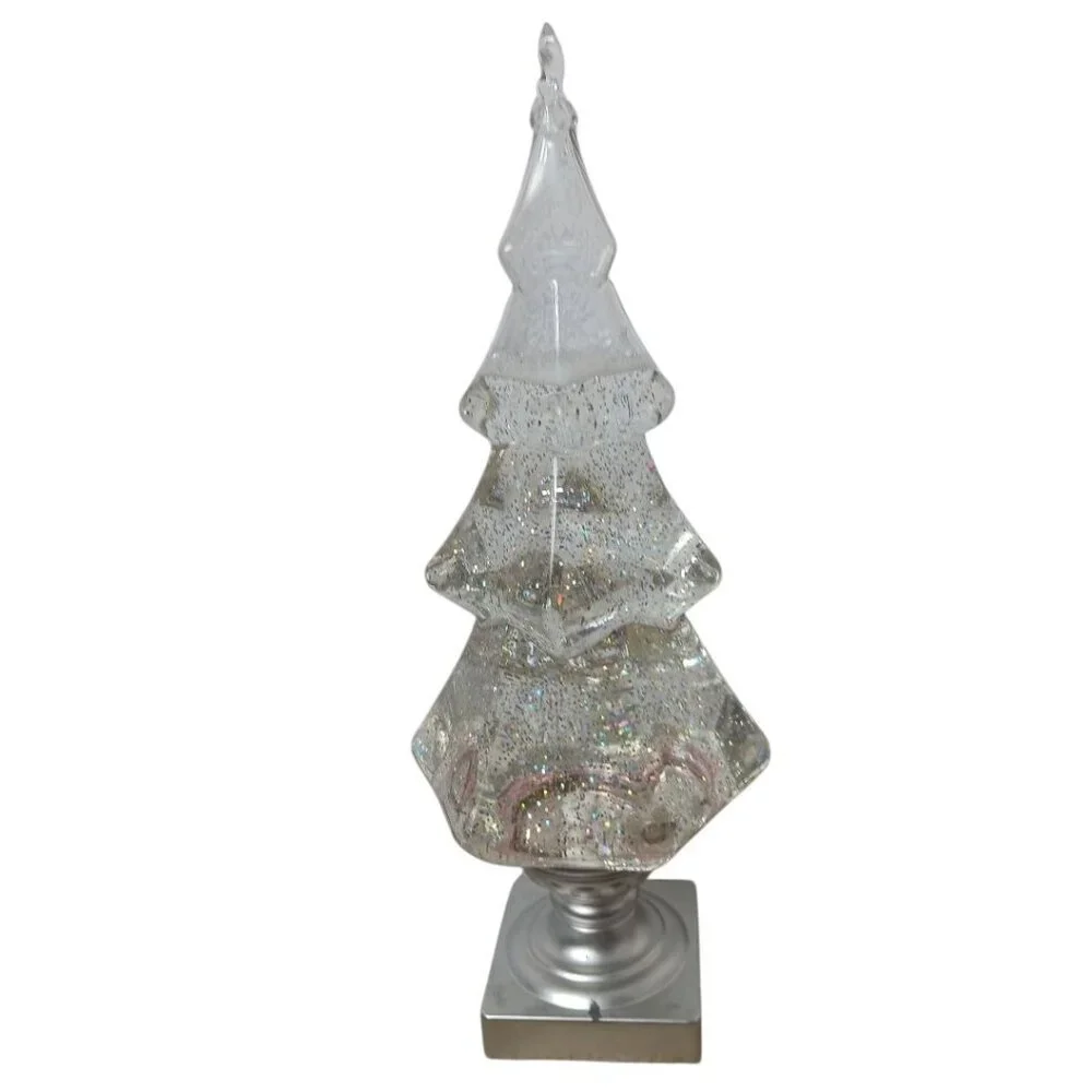 Holiday Water Lantern lighted Swirling Christmas Glitter Tree Decoration